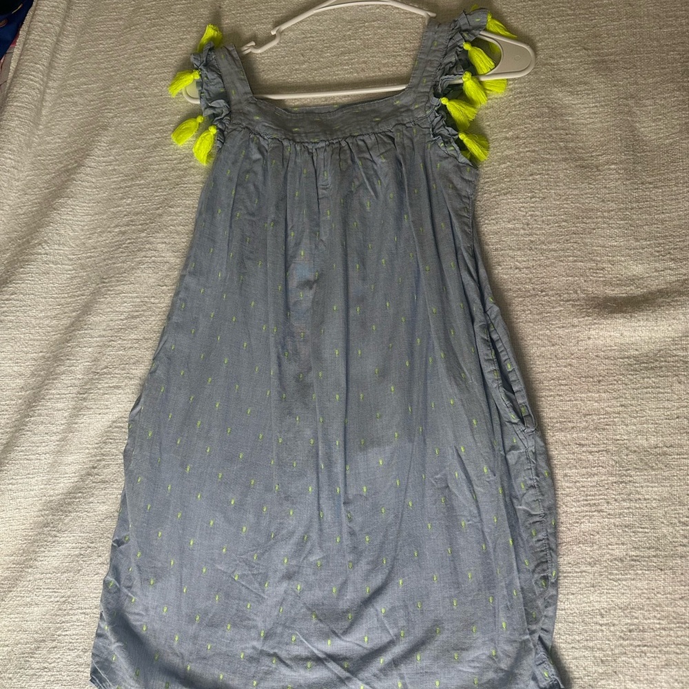 Girls' blue Casual Dress with Neon Tassels
